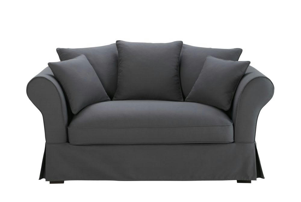 Roma - Housse de canapé 2 places gris ardoise