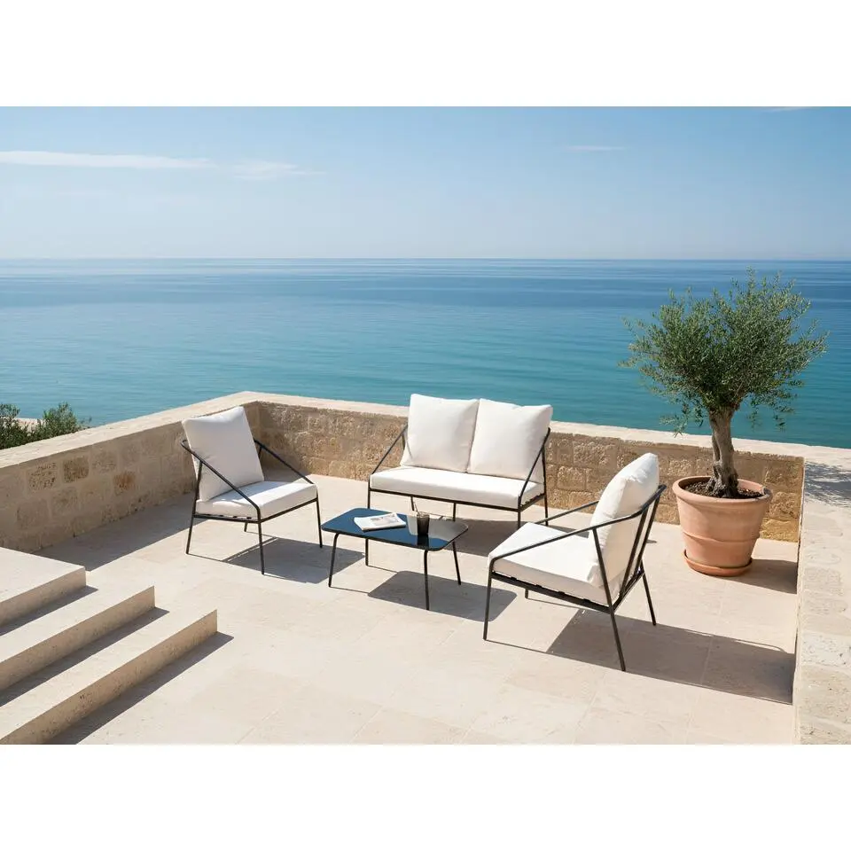 USTICA - Loungeset 4-zits - Zwart - Staal