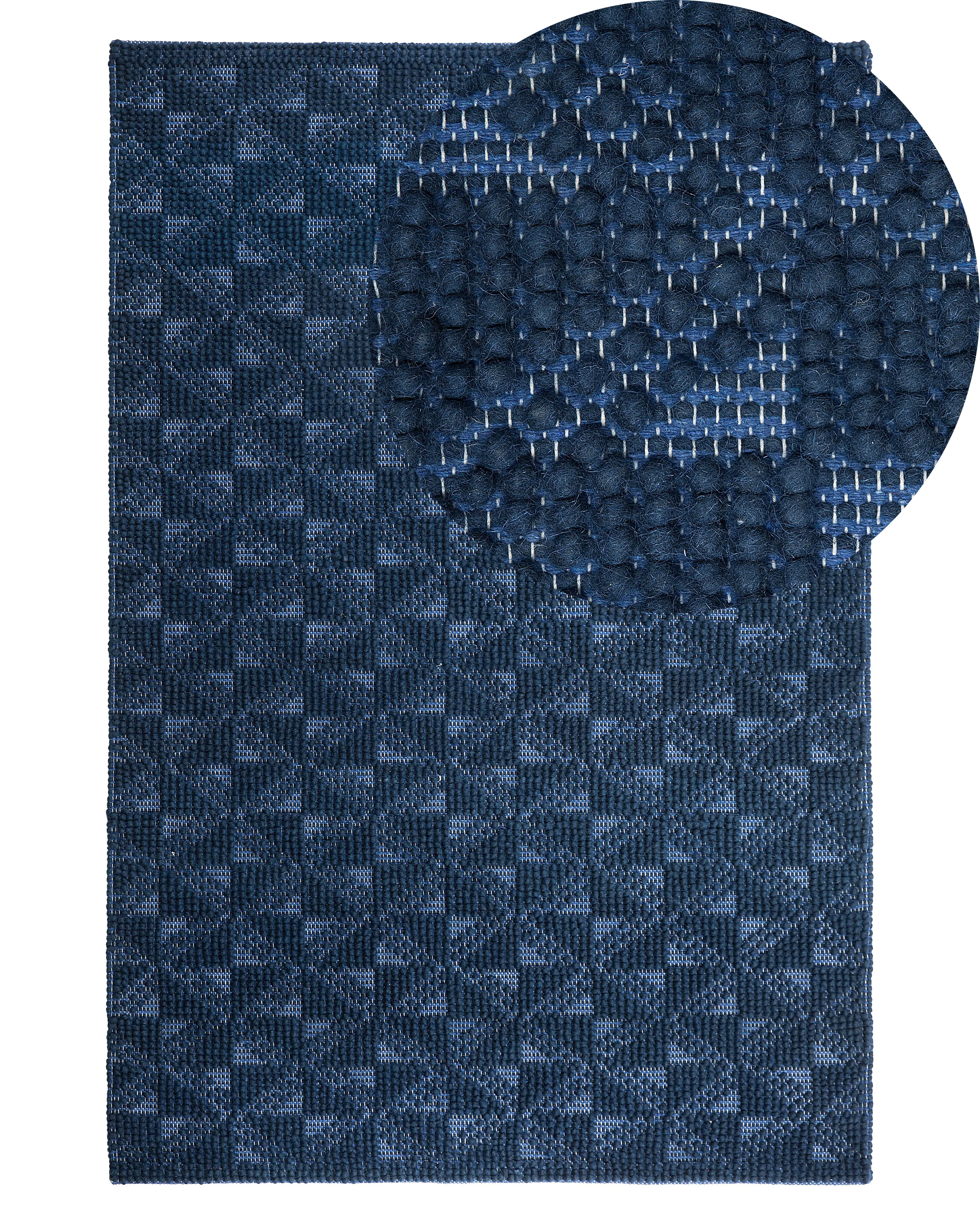 Rug SAVRAN Navy Blue 140 x 200 cm Wool
