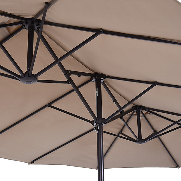 Parasol Marktschirm, Double, avec Manivelle, 460x270 cm, Hellkaffee, pour Terrasse