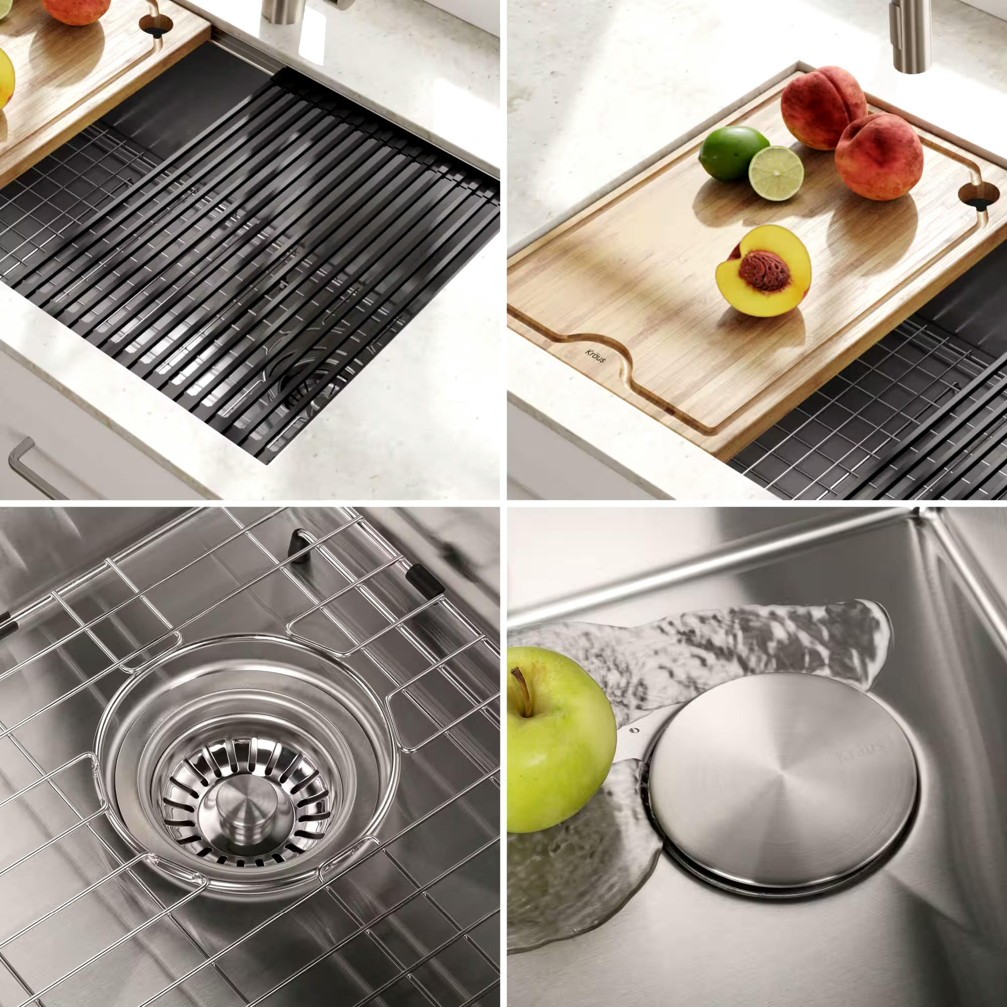 Kraus Kore™ Undermount Stainless Steel Single Bowl Kitchen Sink with Add-Ons, 32x19x11-in