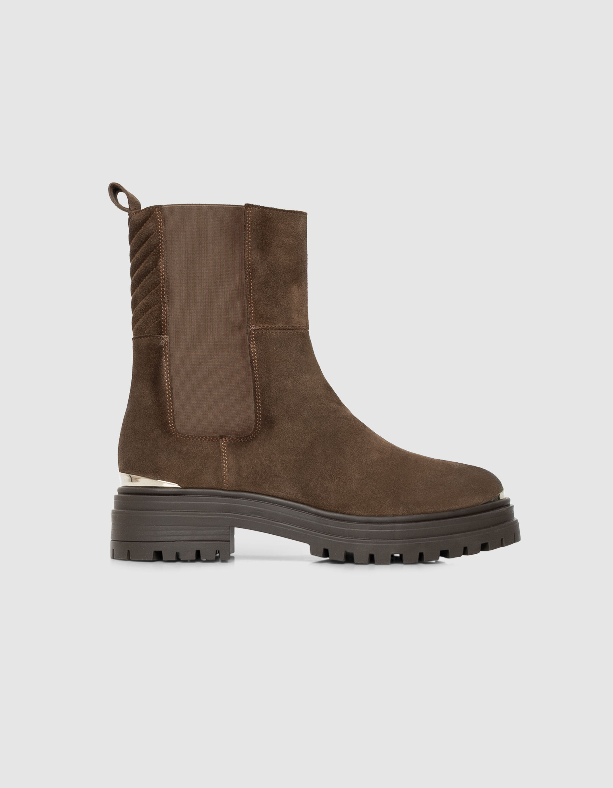 Chelsea boots marron cuir velours semelles crantées Femme