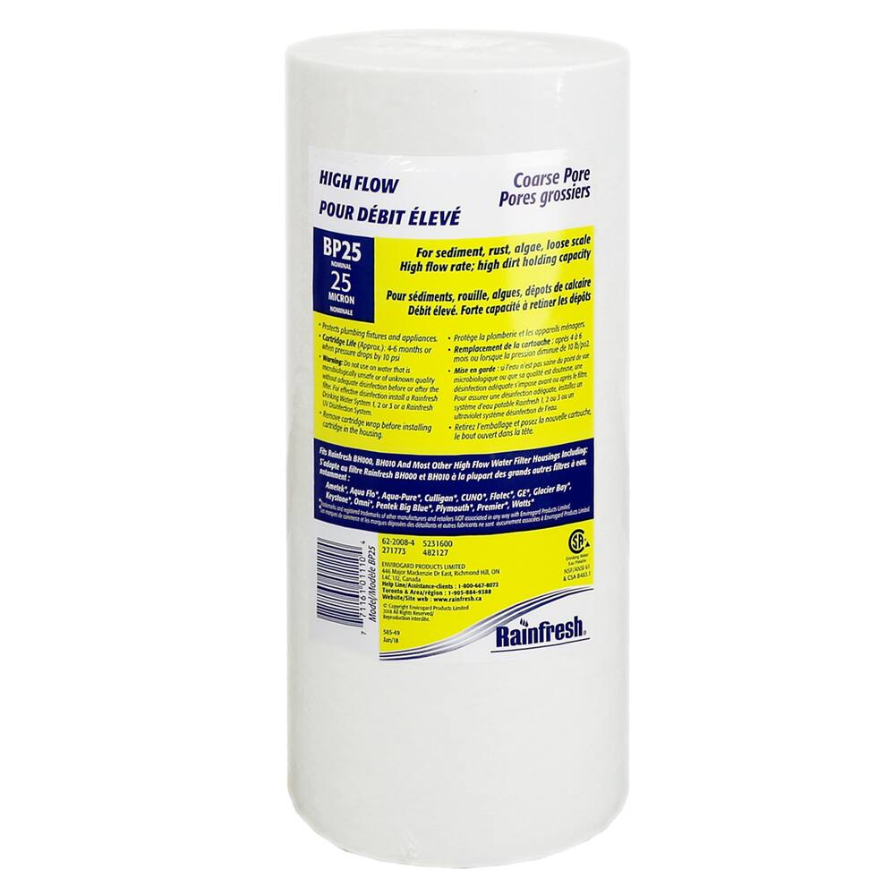 Rainfresh BP25 25-Micron 4-1/2-in High-Flow Coarse Pore Sediment Cartridge