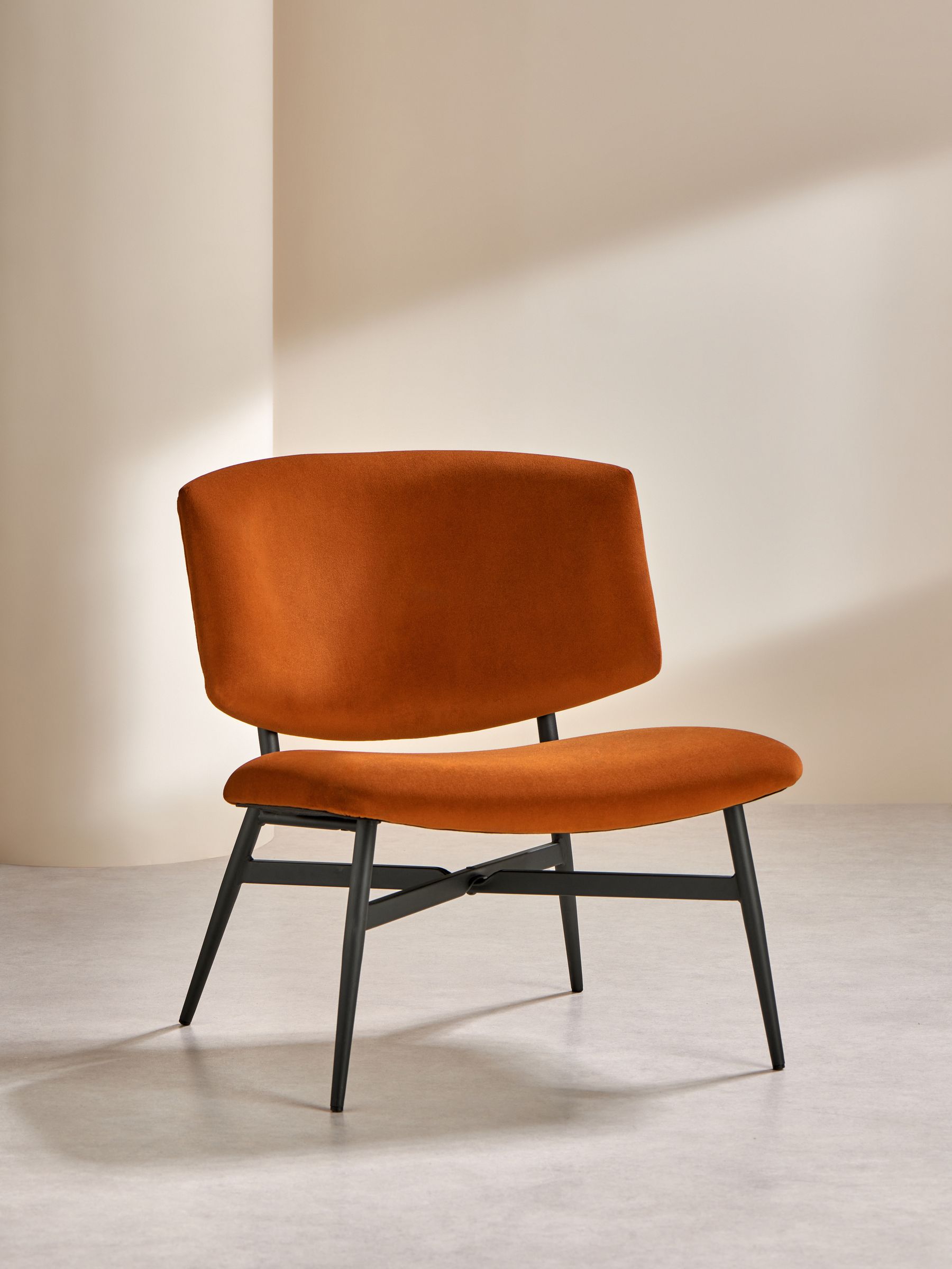 Kuta Accent Chair in Velvet Cinnamon Orange