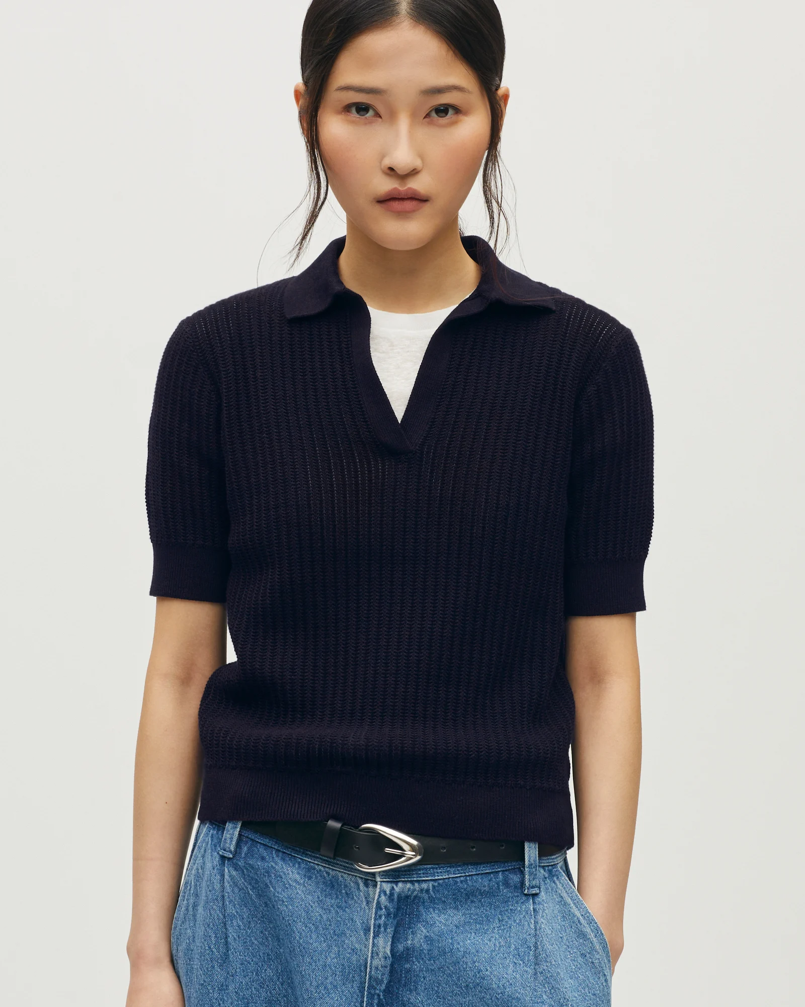 Polo en maille point fantaisie