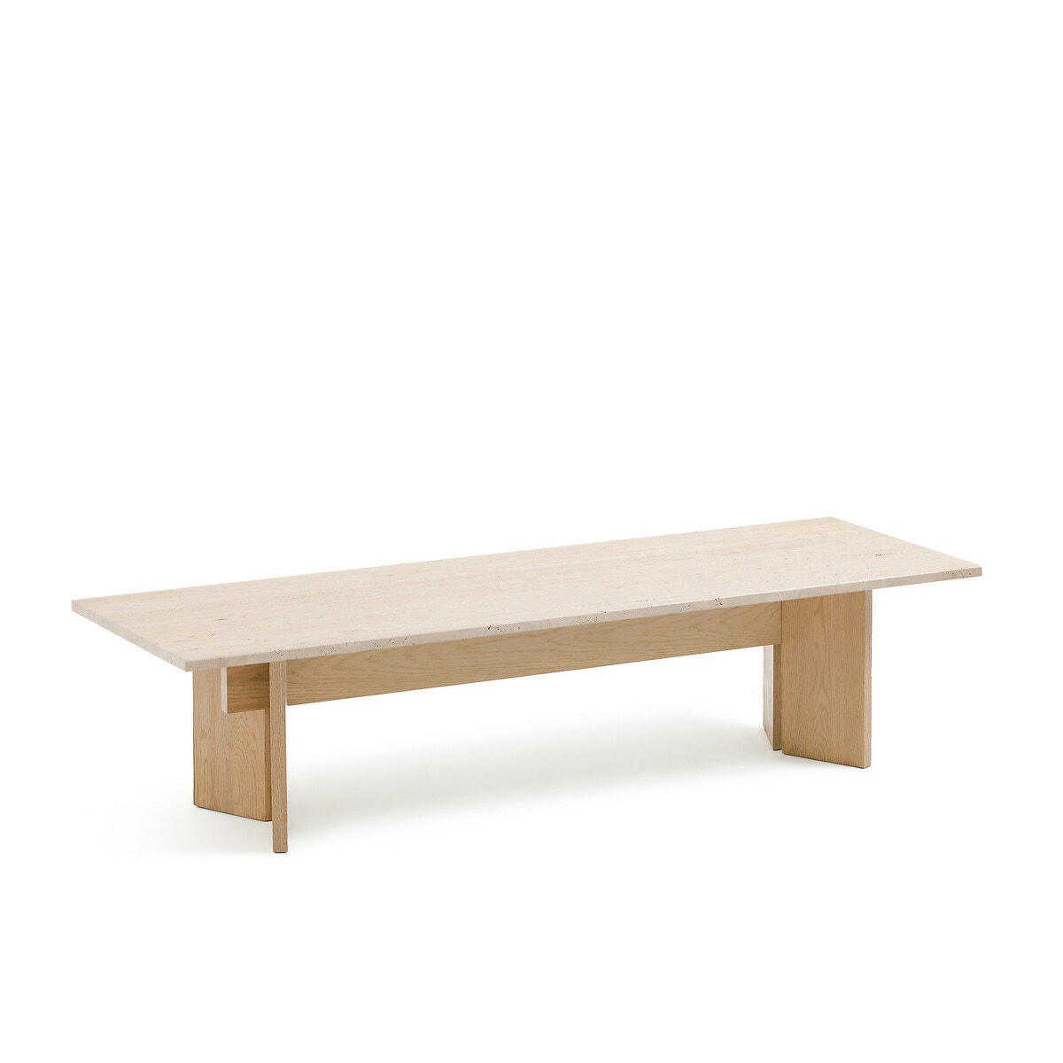 Table basse travertin chêne massif blanchi, Mindo