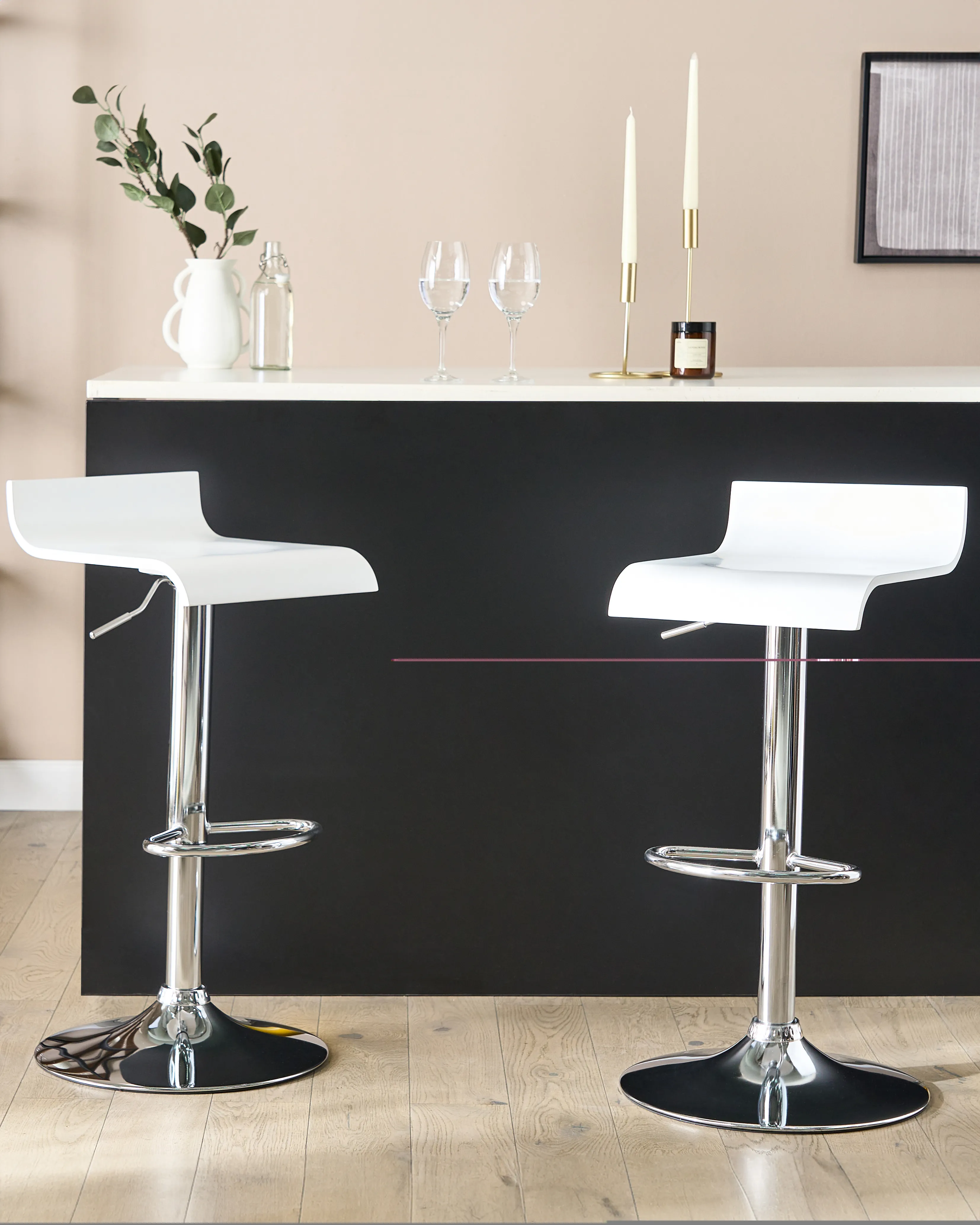 Set of 2 Bar Chairs VALENCIA Swivel White
