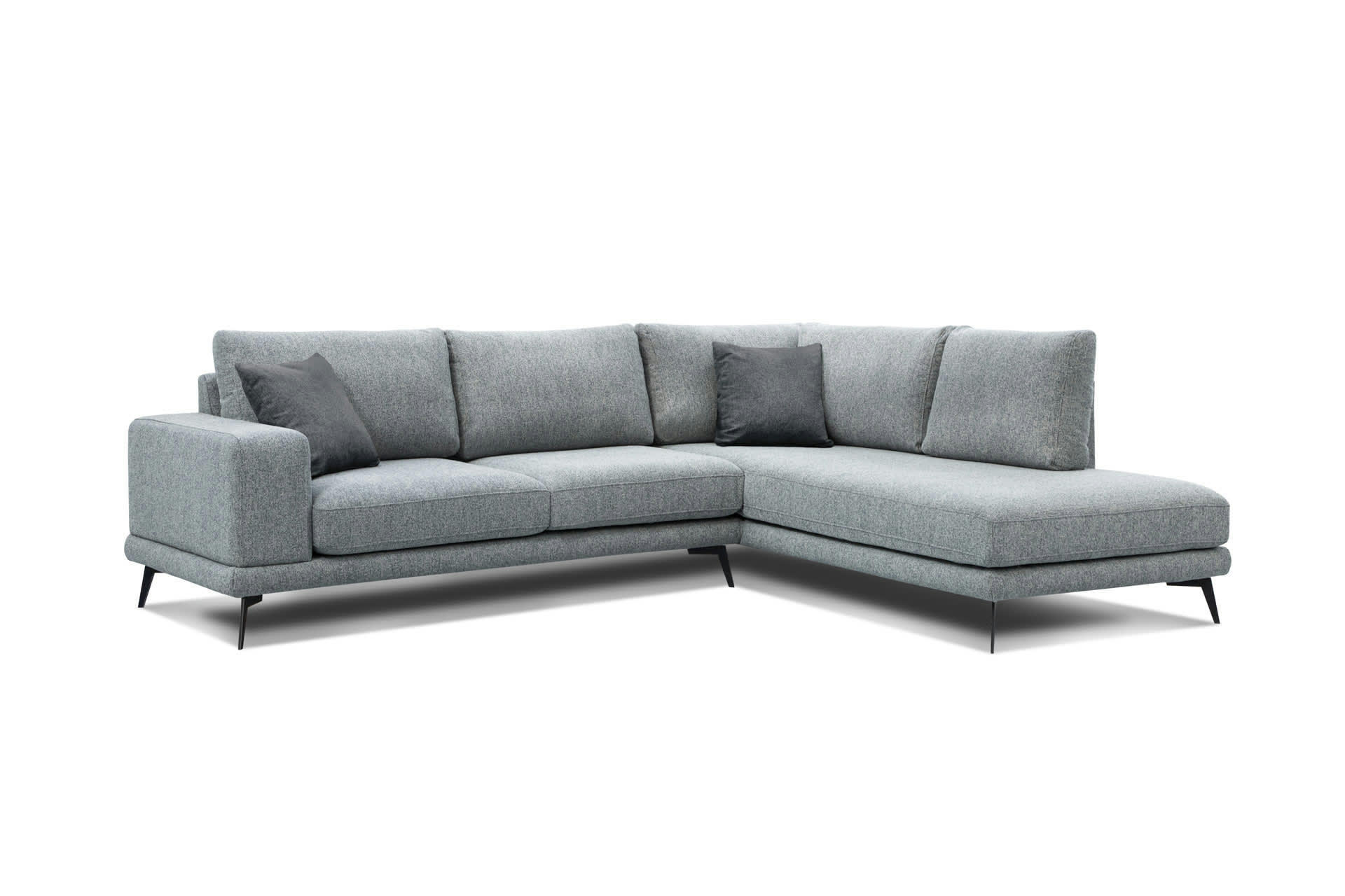 MEDIOLANE - Canapé d'angle droit 5 places tissu gris clair