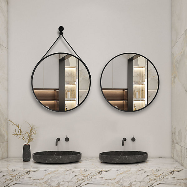 Miroir de salle de bain ceinture noire 60 cm, AICA SANITAIRE