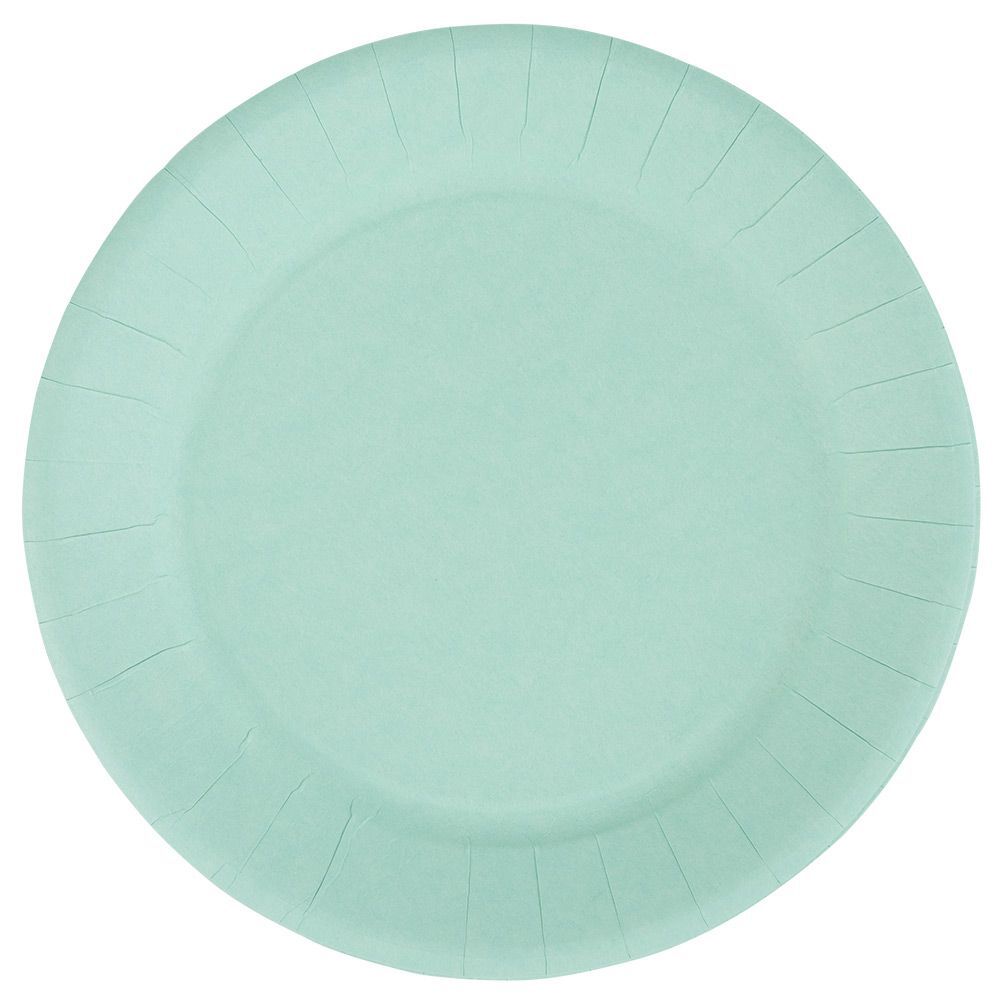 Lot de 10 assiettes en carton vert d'eau Ø23 cm