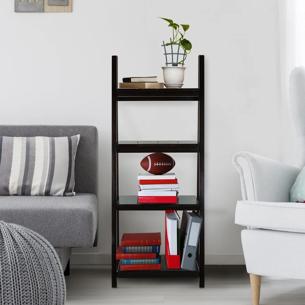 Manhasset Slatted 4-shelf Folding Bookcase