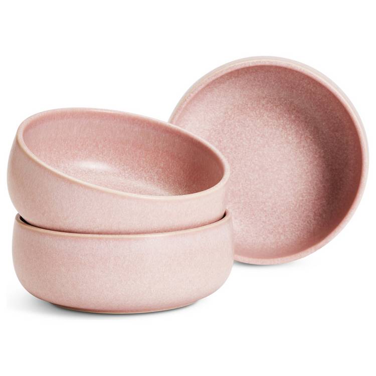 Habitat 3 Piece Reactive Stoneware Nibble Bowls - Pink