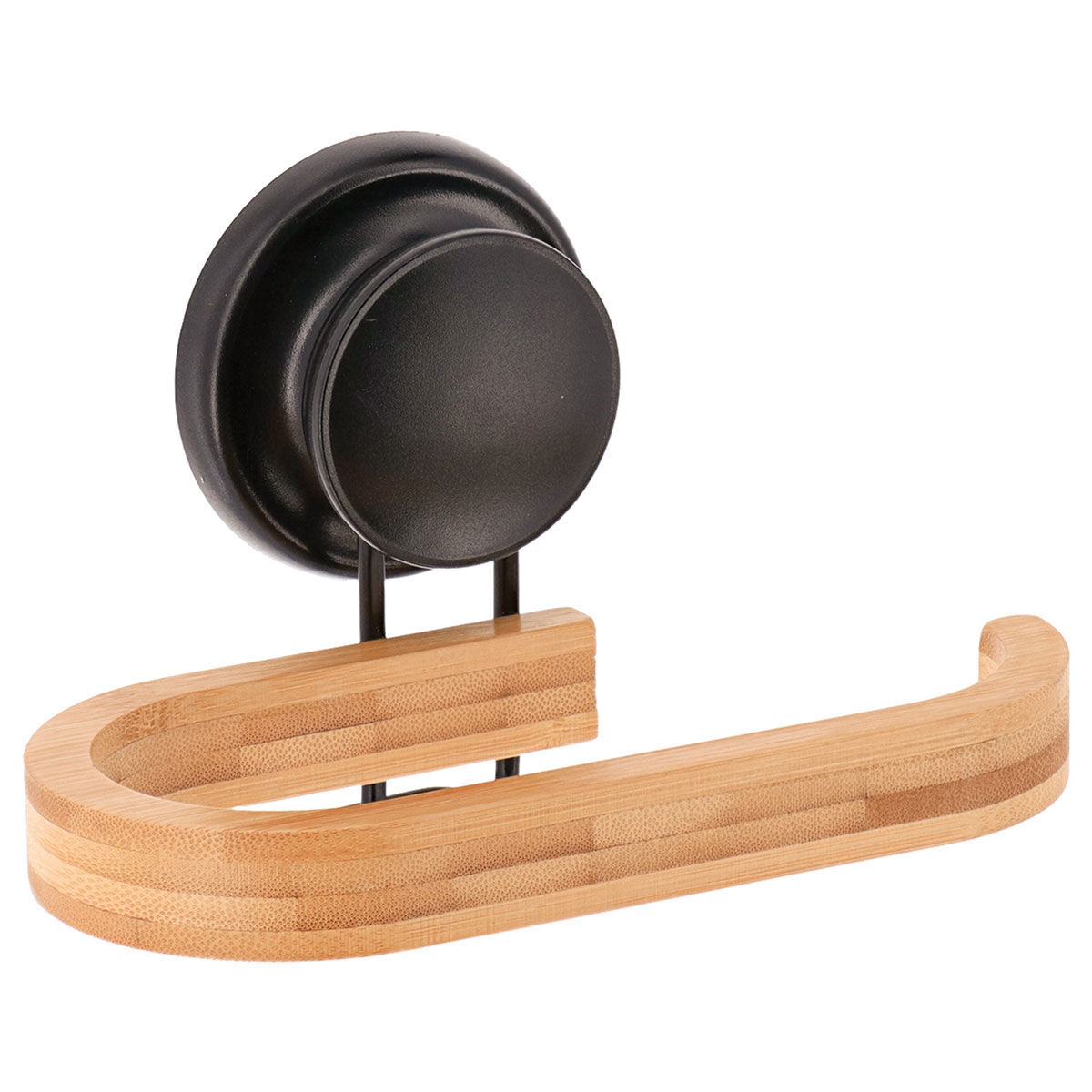 Porta rolos com ventosa preto em bambu
