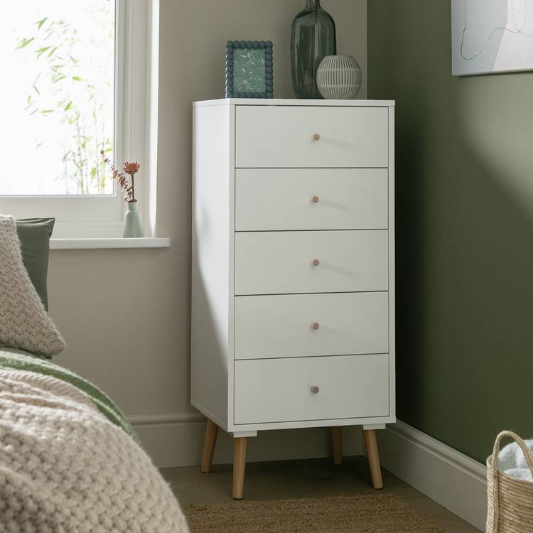 Habitat Otto 5 Drawer Tallboy - White