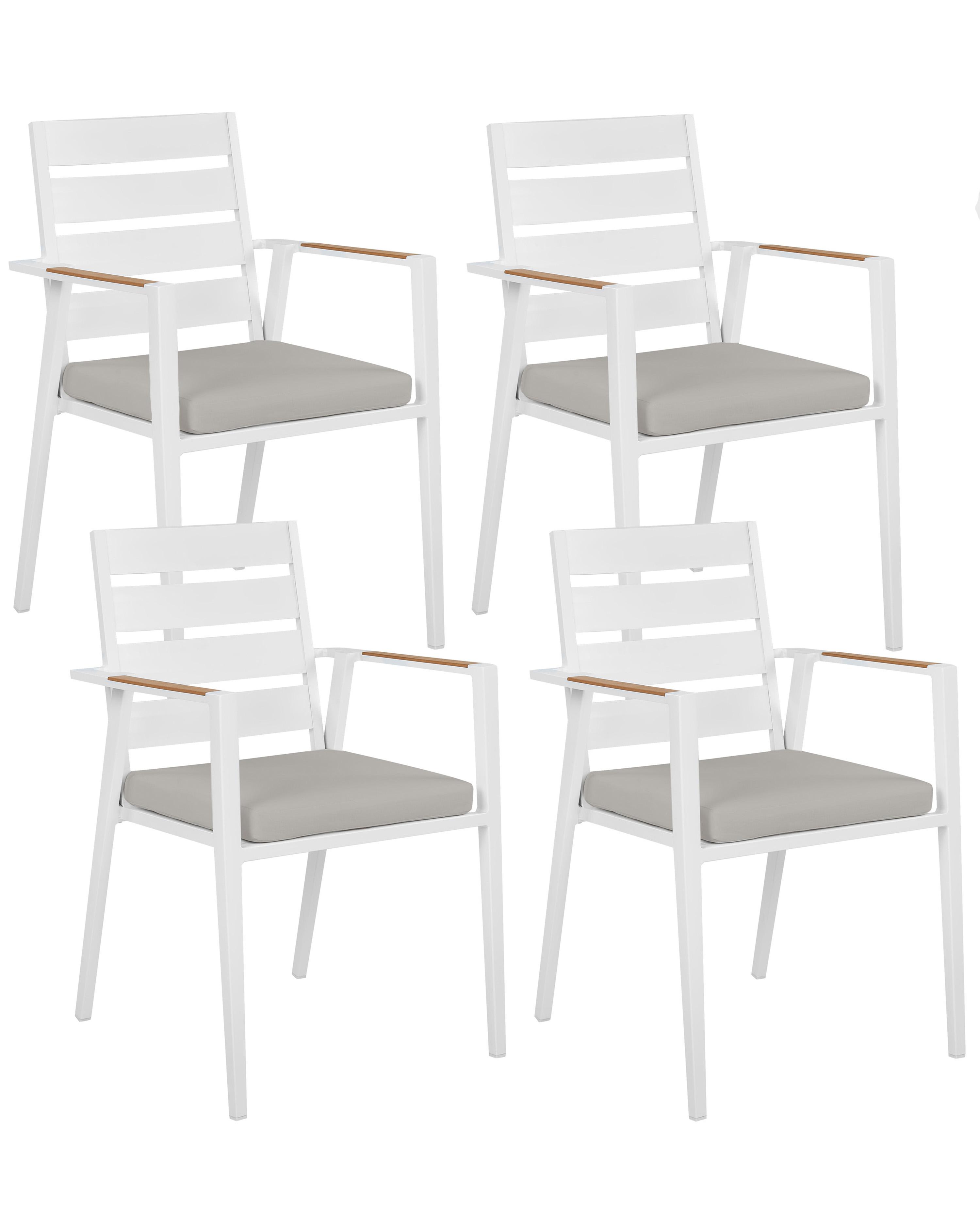 Set of 4 Garden Chairs with Cushions TAVIANO Metal Grey