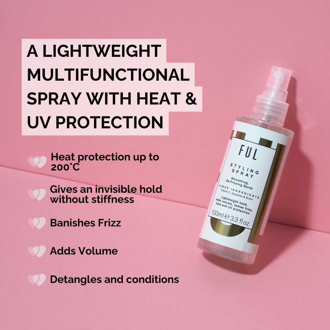FUL Styling Spray 100ml – Heat Protectant & Volumising Mist for Frizz-Free Daily Styling