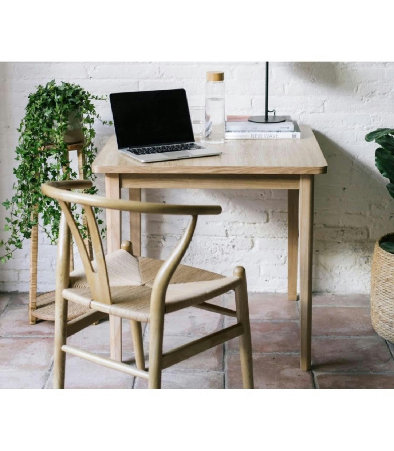 ROTIN - Support pot plante en rotin et bois H73cm