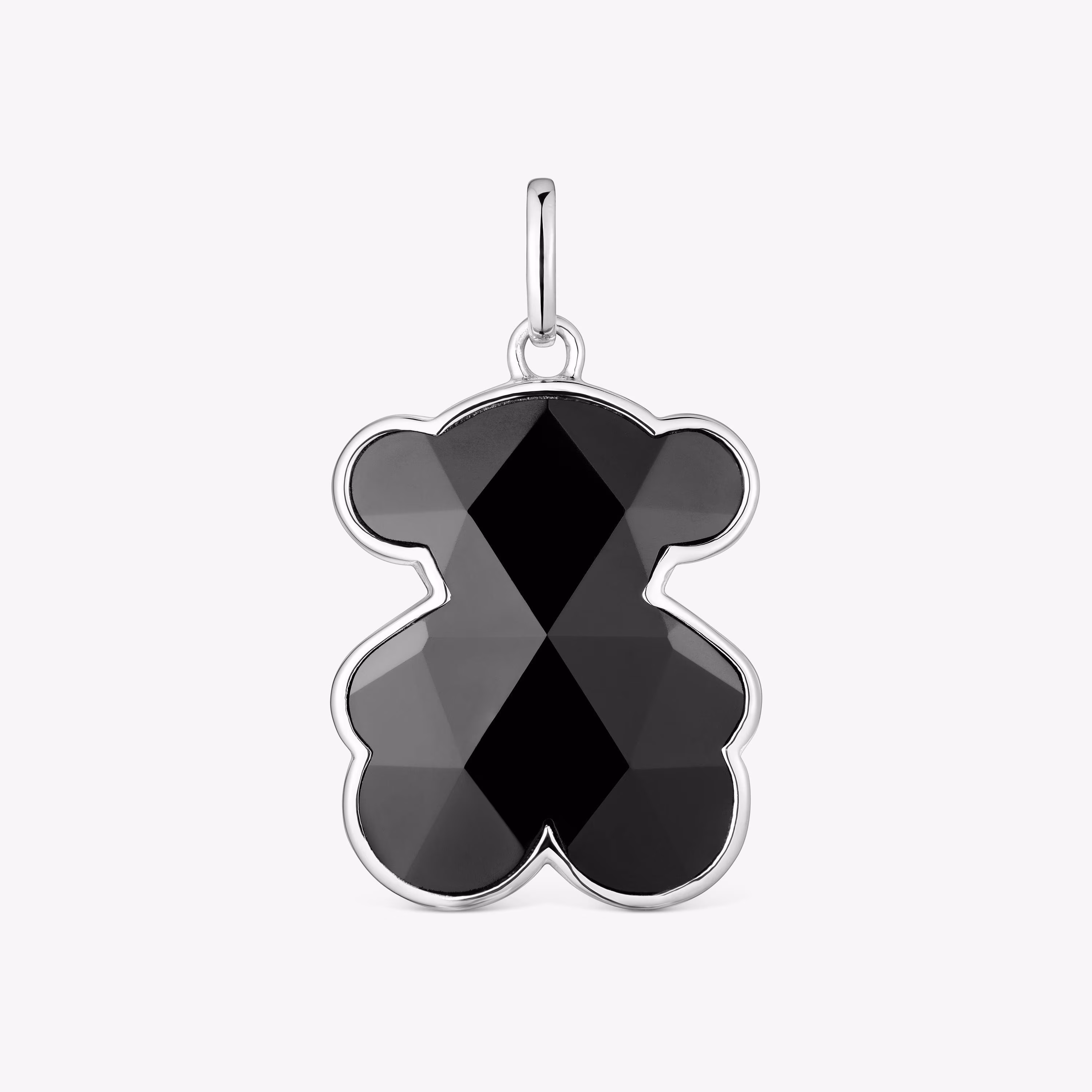 Colgante mediano de plata y motivo oso en ónix Icon Color