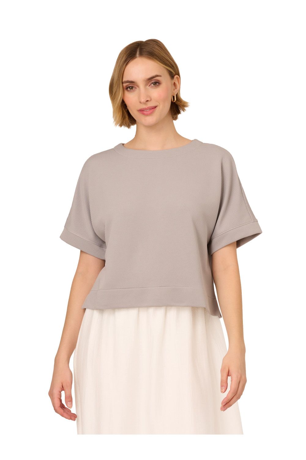 Adrianna Papell Ottoman Rib Dolman Knit Top With Button Back Detailing