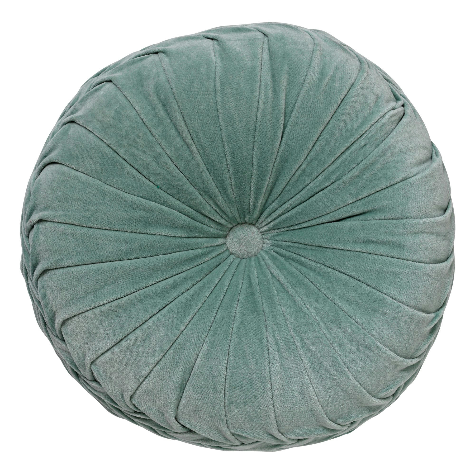 KAJA - Coussin rond vert en velours 40 cm uni