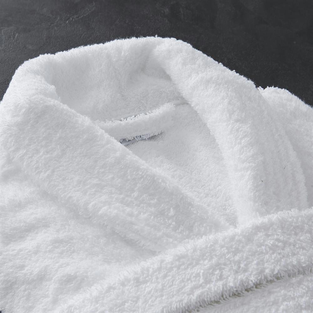 DOJO - Peignoir en polycoton blanc col chale taille XL