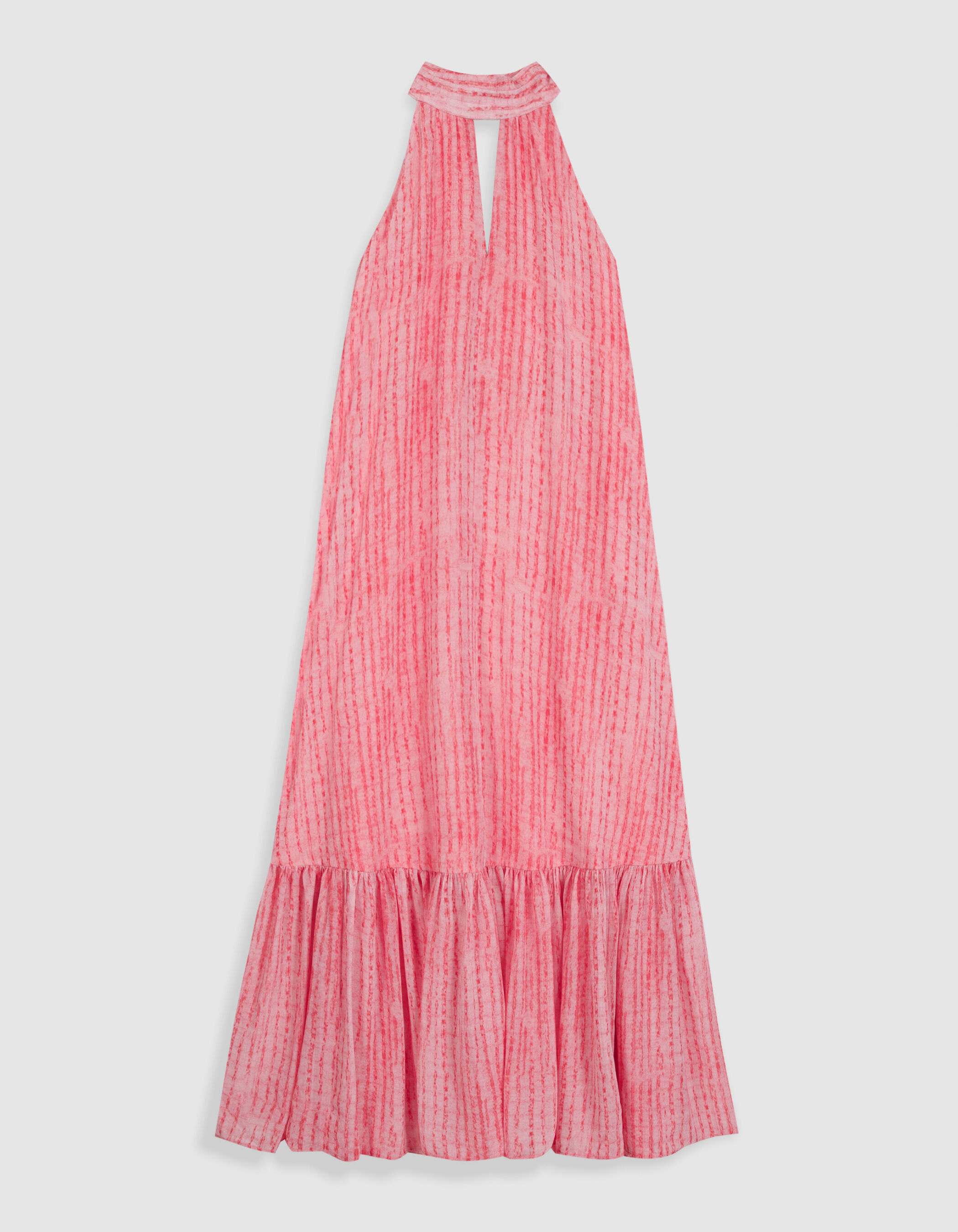 Robe longue rose motif rayures floues Femme