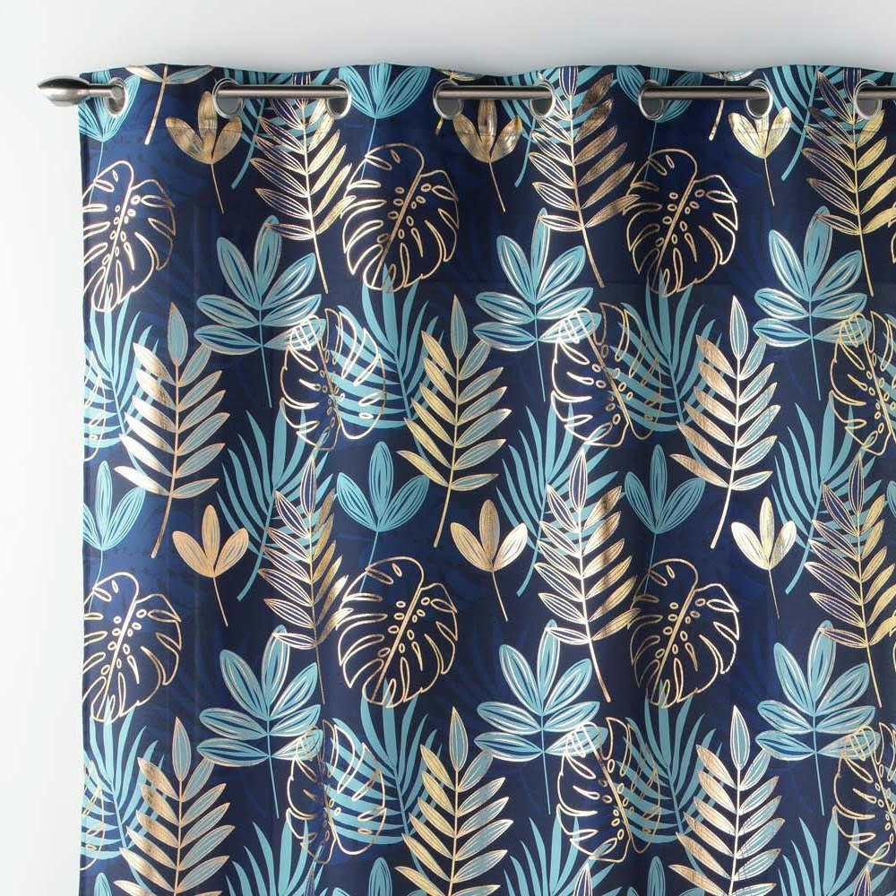 ORNELLA - Rideau métallisé bleu 140x260cm