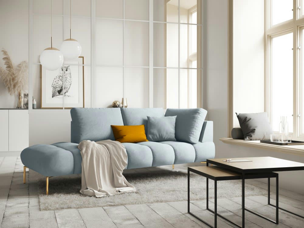 MALVIN - Méridienne en velours bleu clair