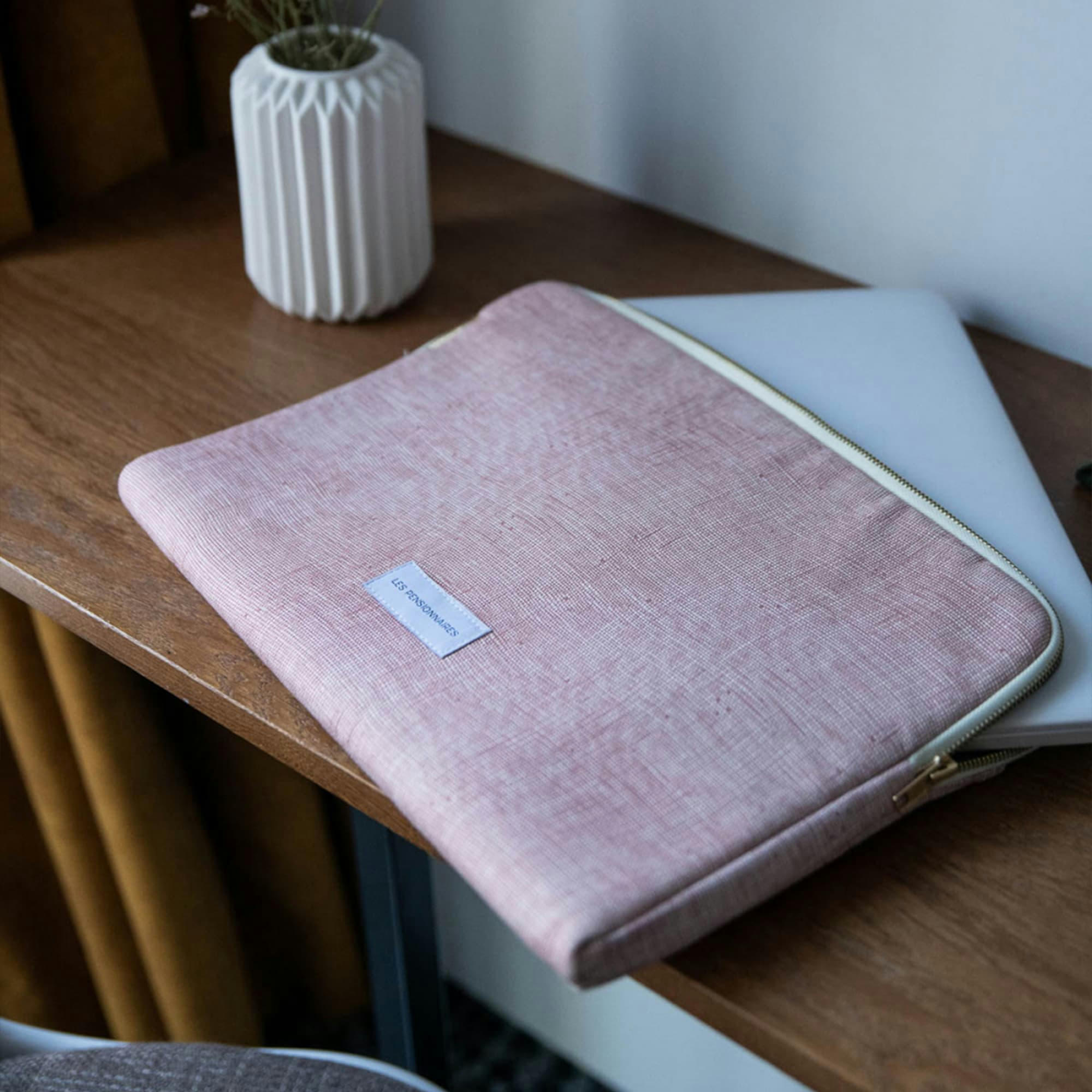 - Housse d'ordinateur en toile de coton bio bois de rose 13 pouces