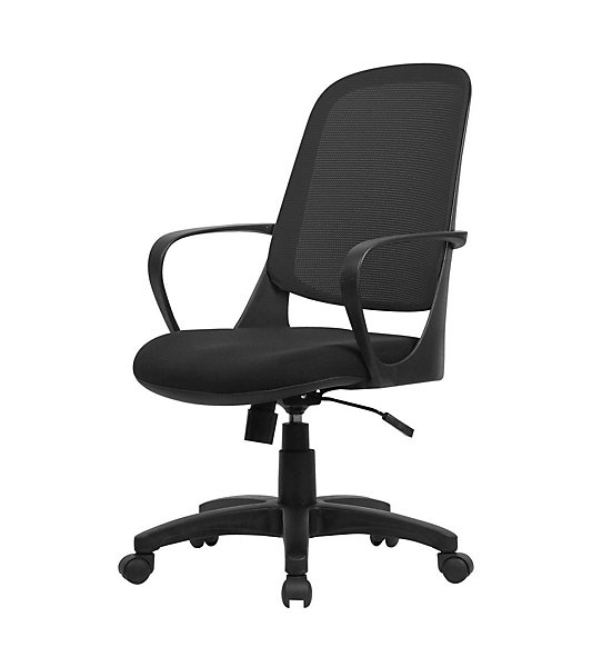 Chaise à roulettes Arcola, Chaise de travail en maille avec accoudoirs, Siège de bureau ergonomique, 61x60h99/108 cm, Noir