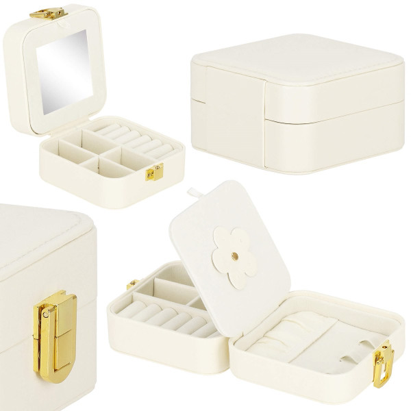 Szkatułka na biżuterię 10x10x5 cm organizer z przegródkami