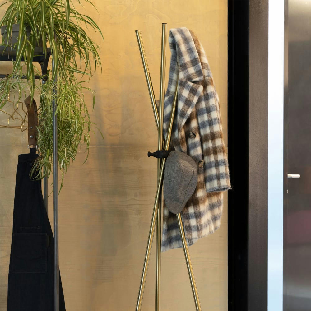 DARWIN - Porte-manteaux trépied en métal laiton