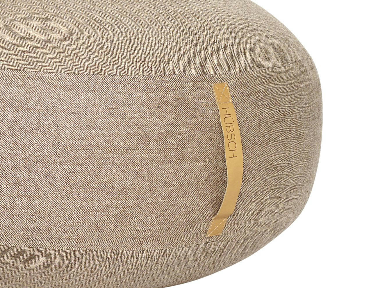 MOCHI - Pouf avec poignée en cuir laine marron