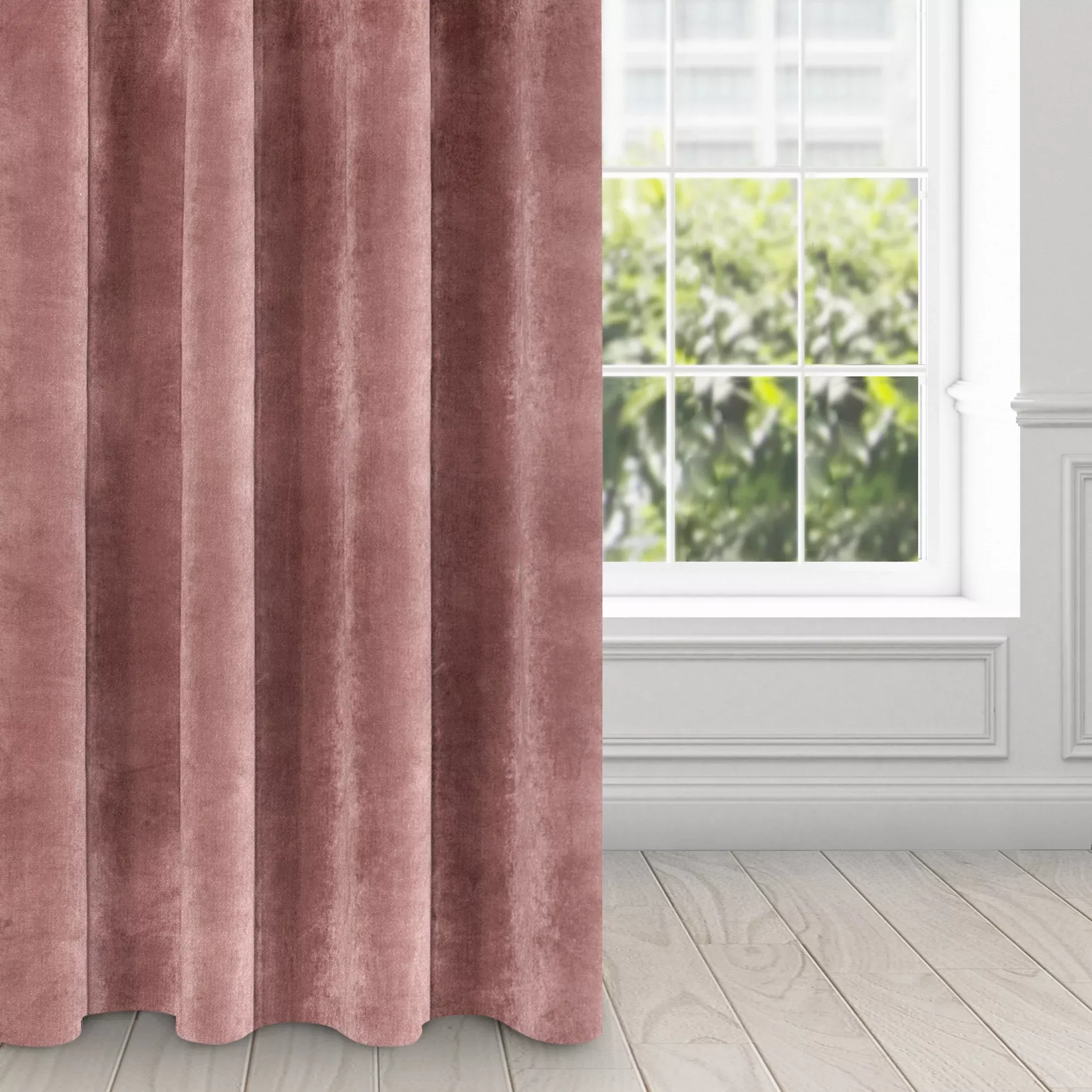 Zasłona ciemnoróżowa z ekskluzywnego aksamitnego welwetu 290 g/m2 140x250 cm 10 szt. przelotek - RIA - Diva Line