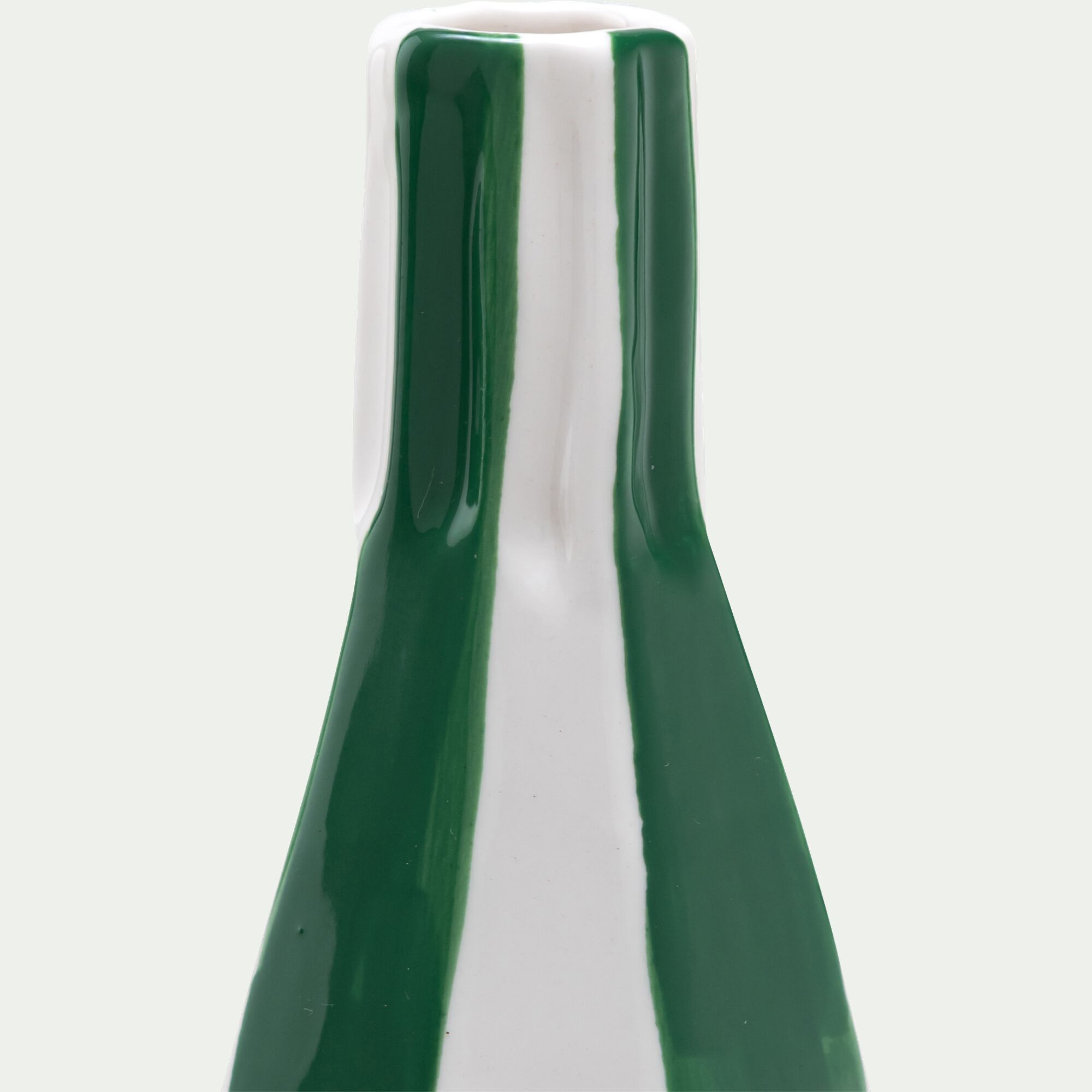 CAMPECHE - Vase bouteille en grès H20,2cm - vert et blanc