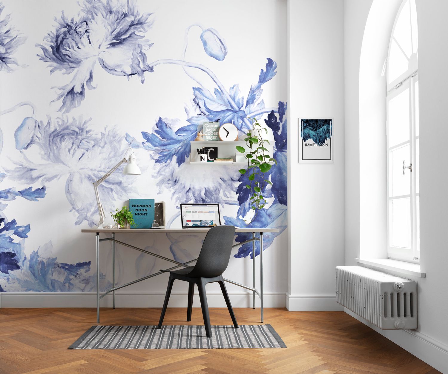 Komar fotobehang bloemen delfts blauw - 350 x 250 cm - 610023