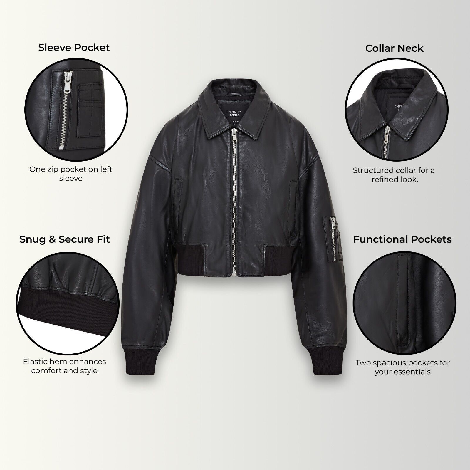 Infinity Leather Oversized Leather MA-1 Bomber Jacket