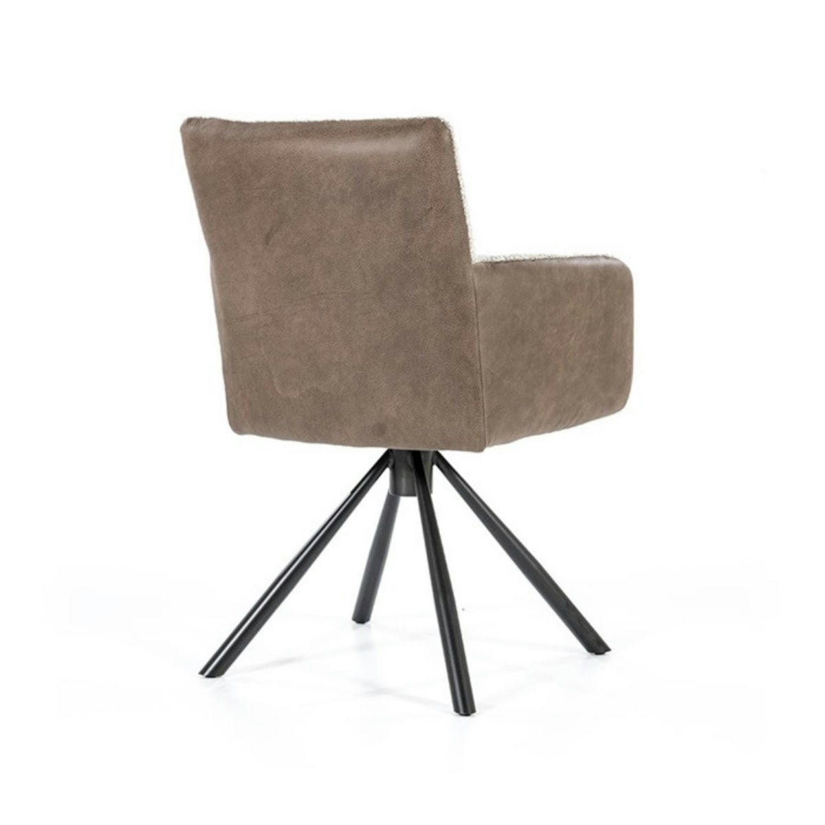 DILIS - Chaise avec accoudoirs en simi et tissu bouclé marron