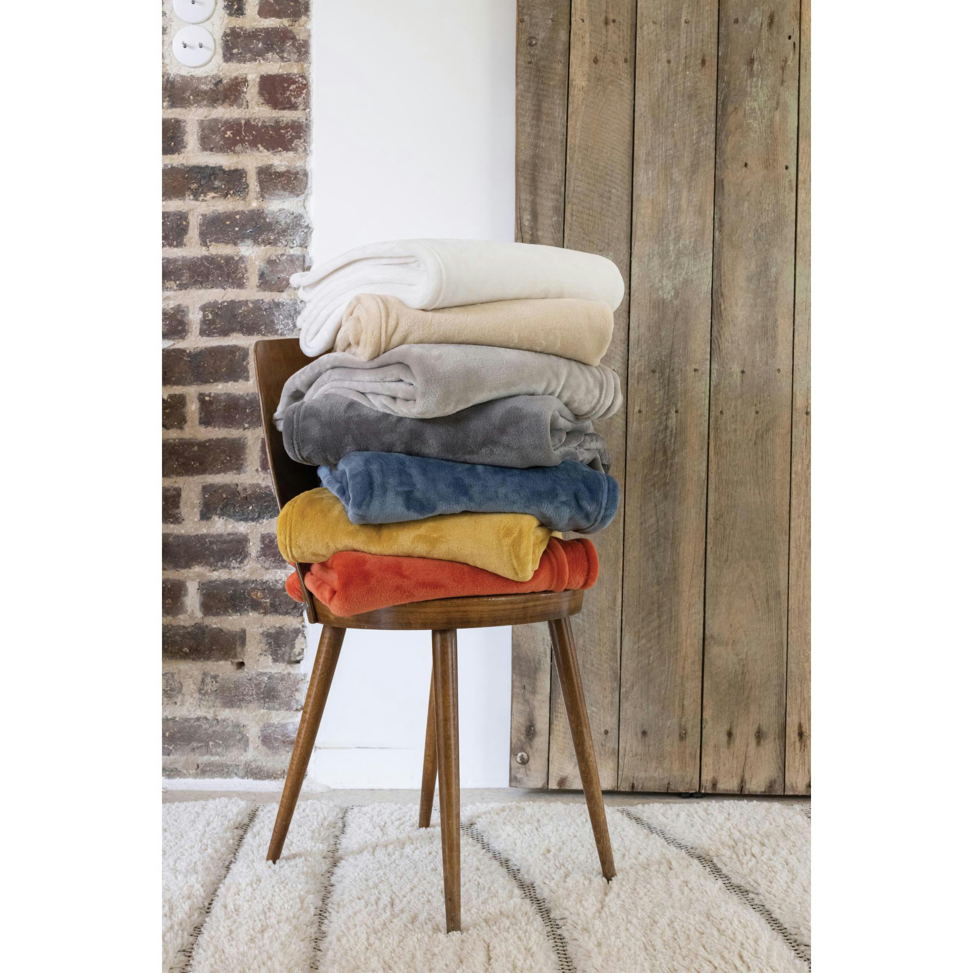 THEO - Plaid recyclé Théo en coton recycle marmelade 130 x 160