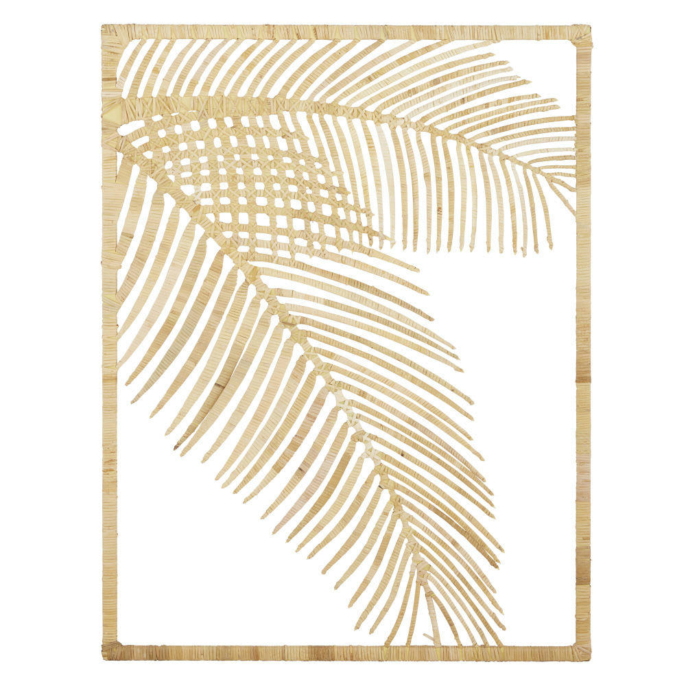 LEYA - Déco murale feuilles de palmiers en rotin tressé 92x120