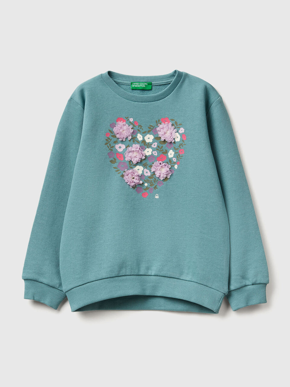 Sweatshirt with petal look applique