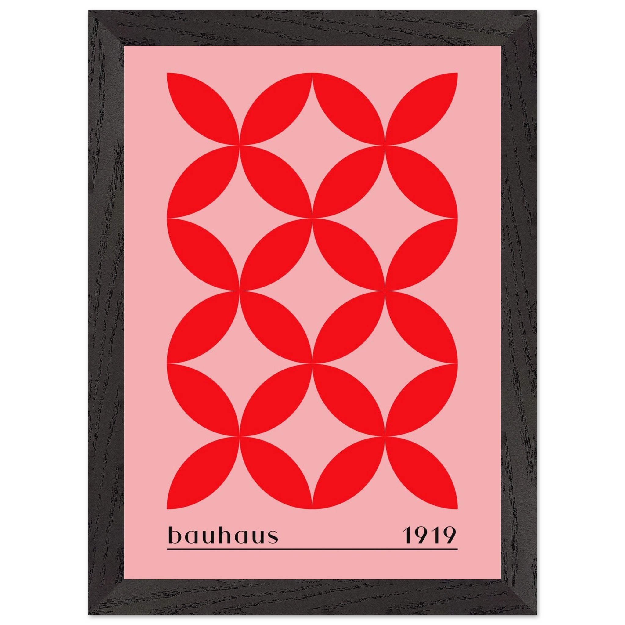 Artfulprints Poster met Lijst Bauhaus - 1919  - A4 21x29.7 cm - Rood