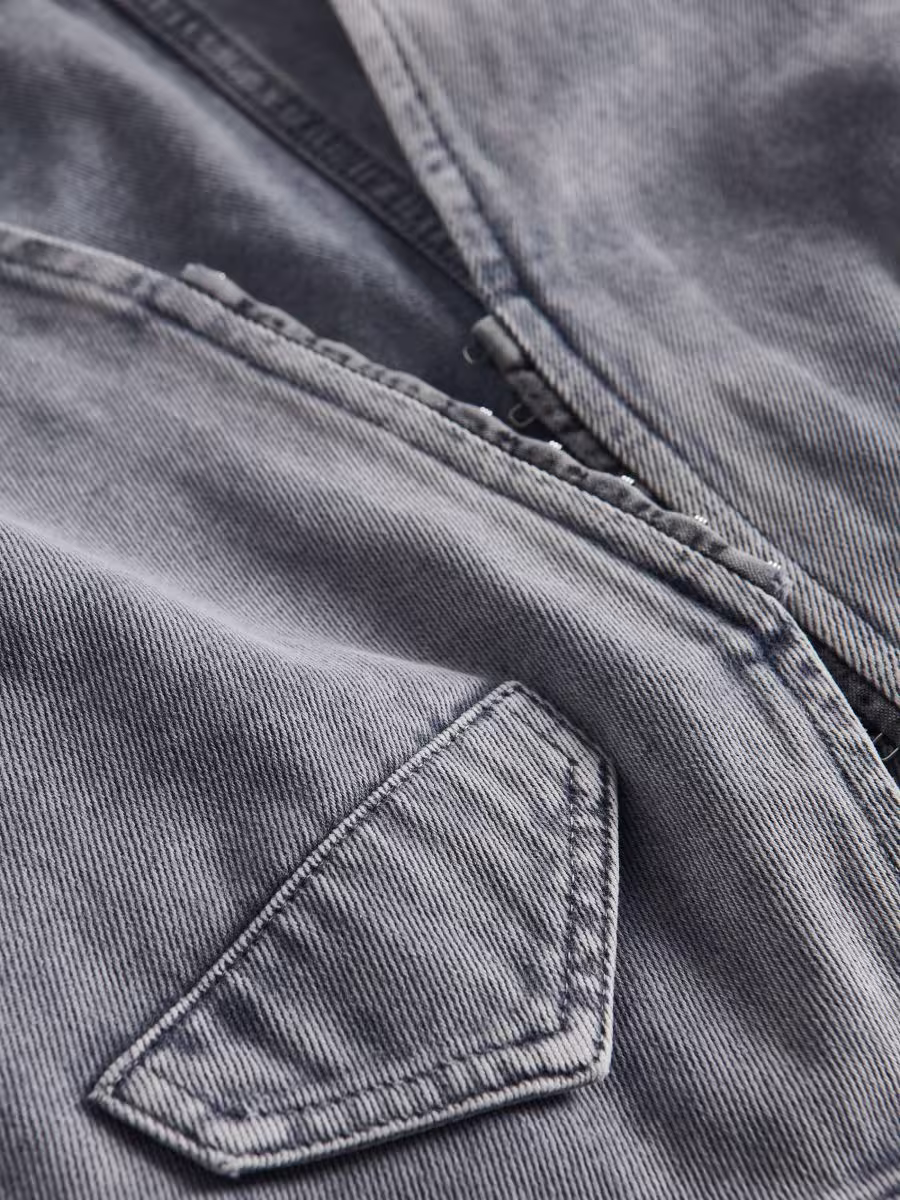 Denim Vest With Wash Effect