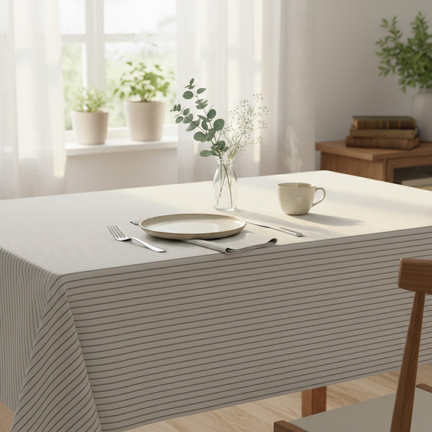 Tovaglia 140x180 cm cotone tinto filo righe scure