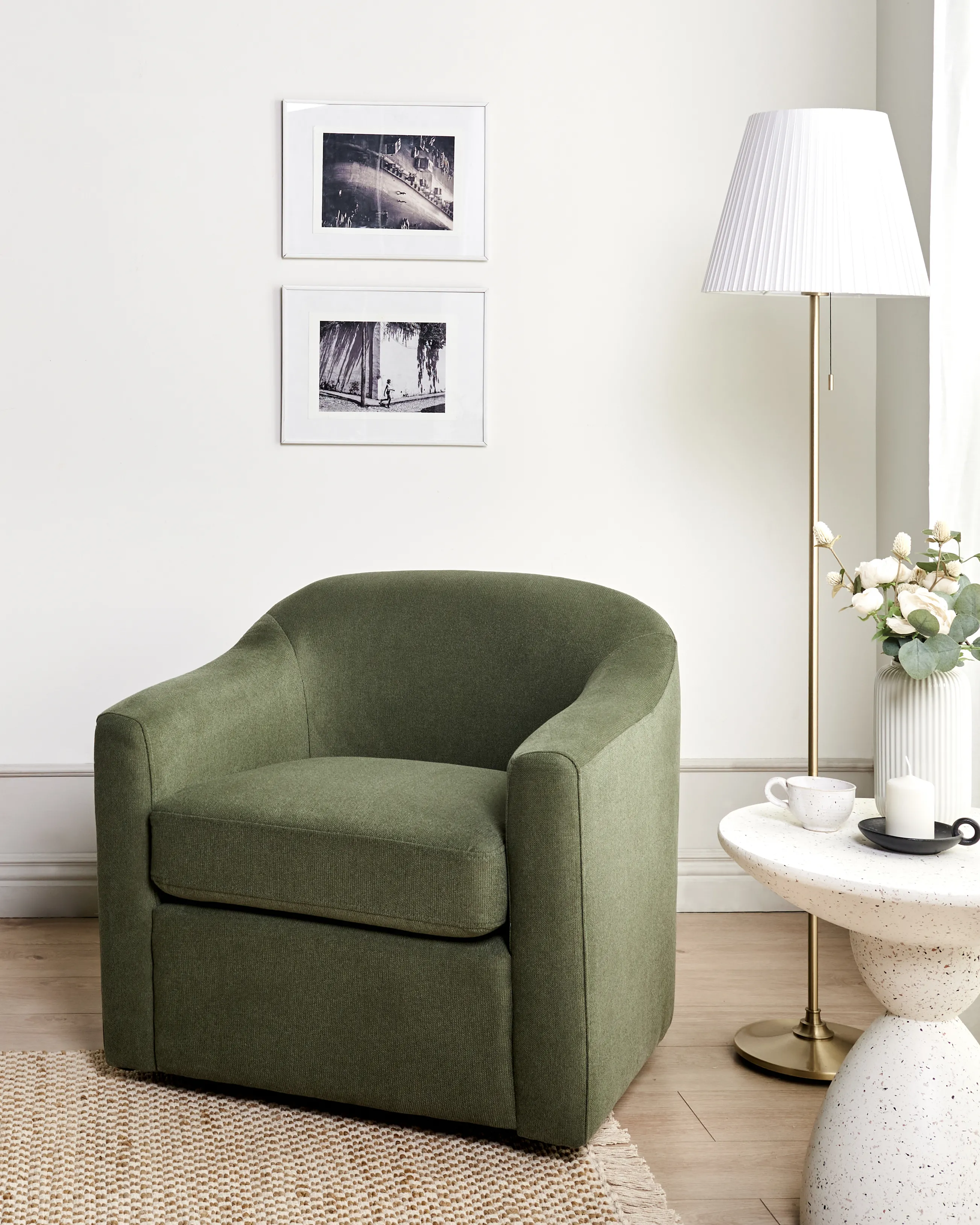 Swivel Armchair MAGNOR Fabric Dark Green