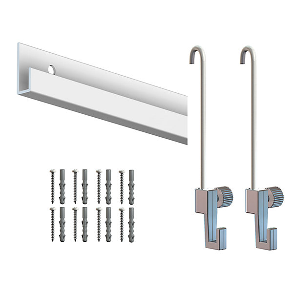 Cimaise Box éCO Classic Rail   Tige 2mm - 200 cm - Kit tout en un Blanc mat à peindre