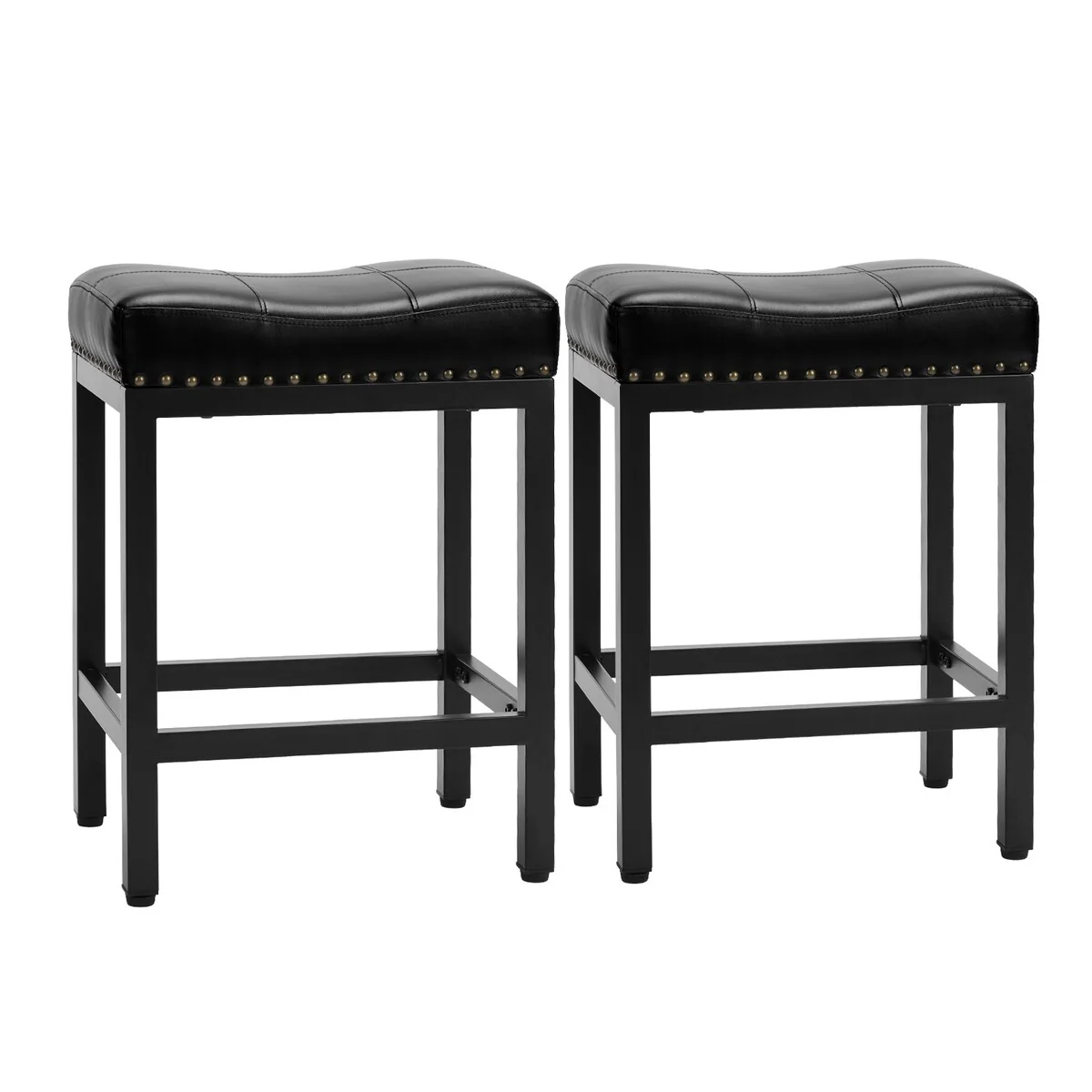 Modern table stool, stool, lounge stool, steel frame, leather seat cushion set of 2