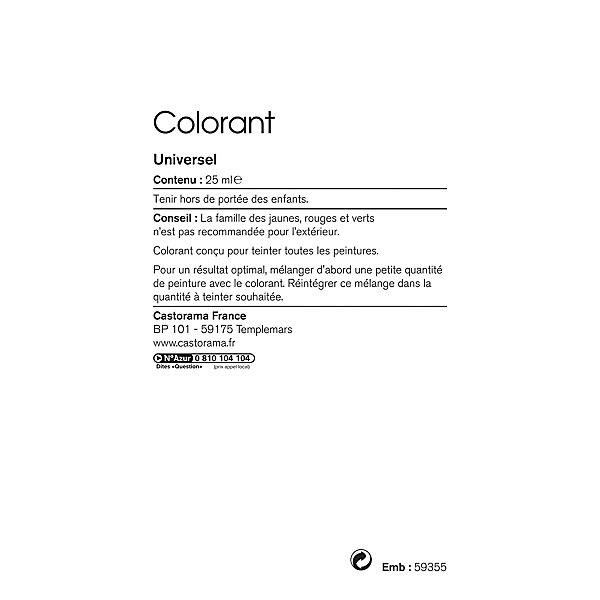 Colorant universel toutes peintures Colours jaune foncé 25ml