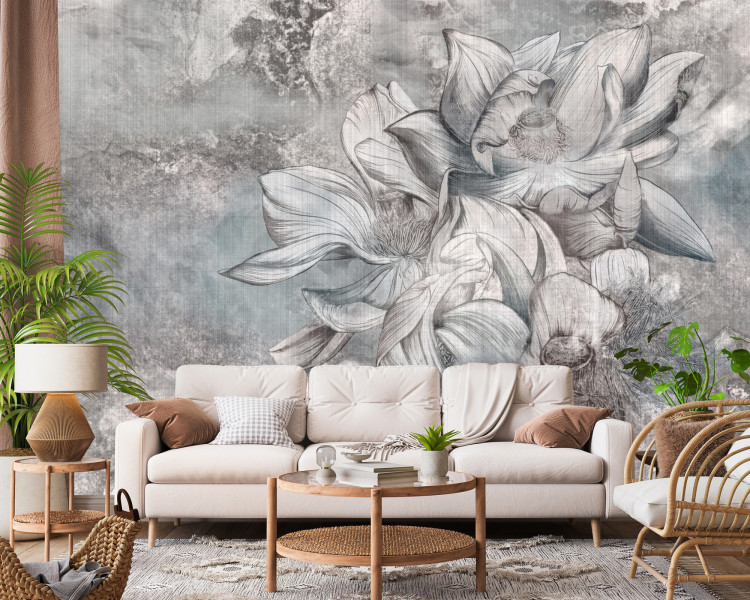 Fototapeta Abstrakcyjny Kwiat Na Betonie Mural 90x60cm