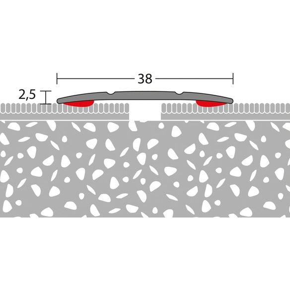 Übergangsprofil, BxH: 38 x 2.5 mm, selbstklebend